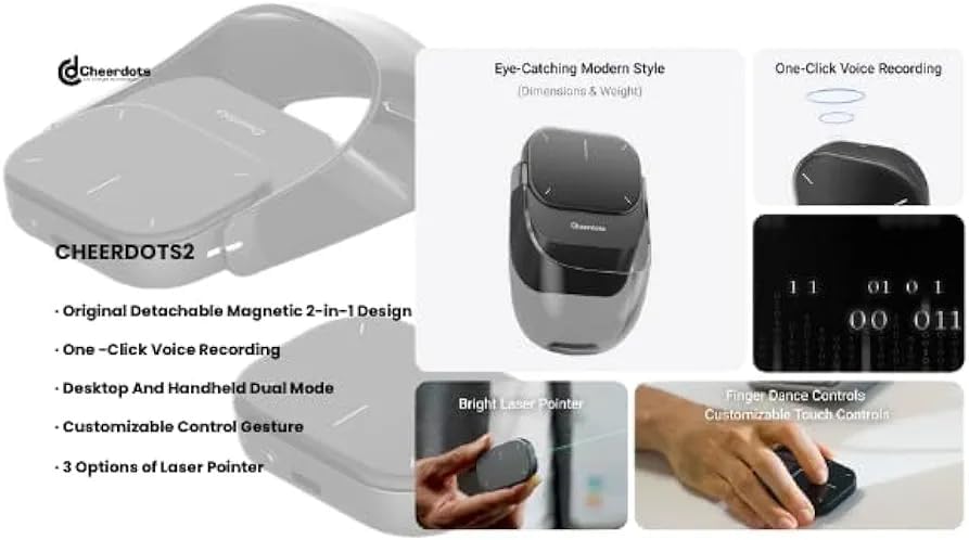 Cheerdots 2 Wireless Rechargeable Air Mouse with Voice Recorder