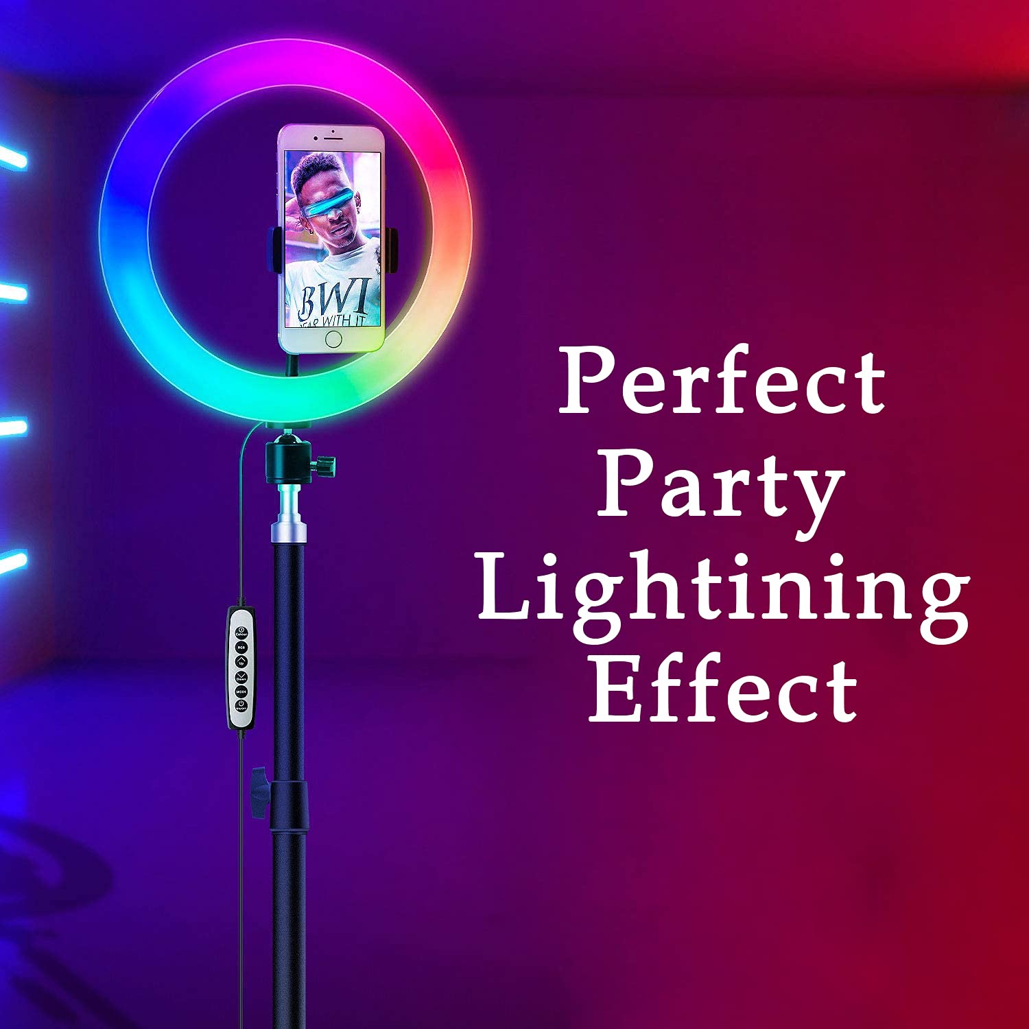 10.2" RGB Selfie Ring Light with Tripod Stand & Phone Holder