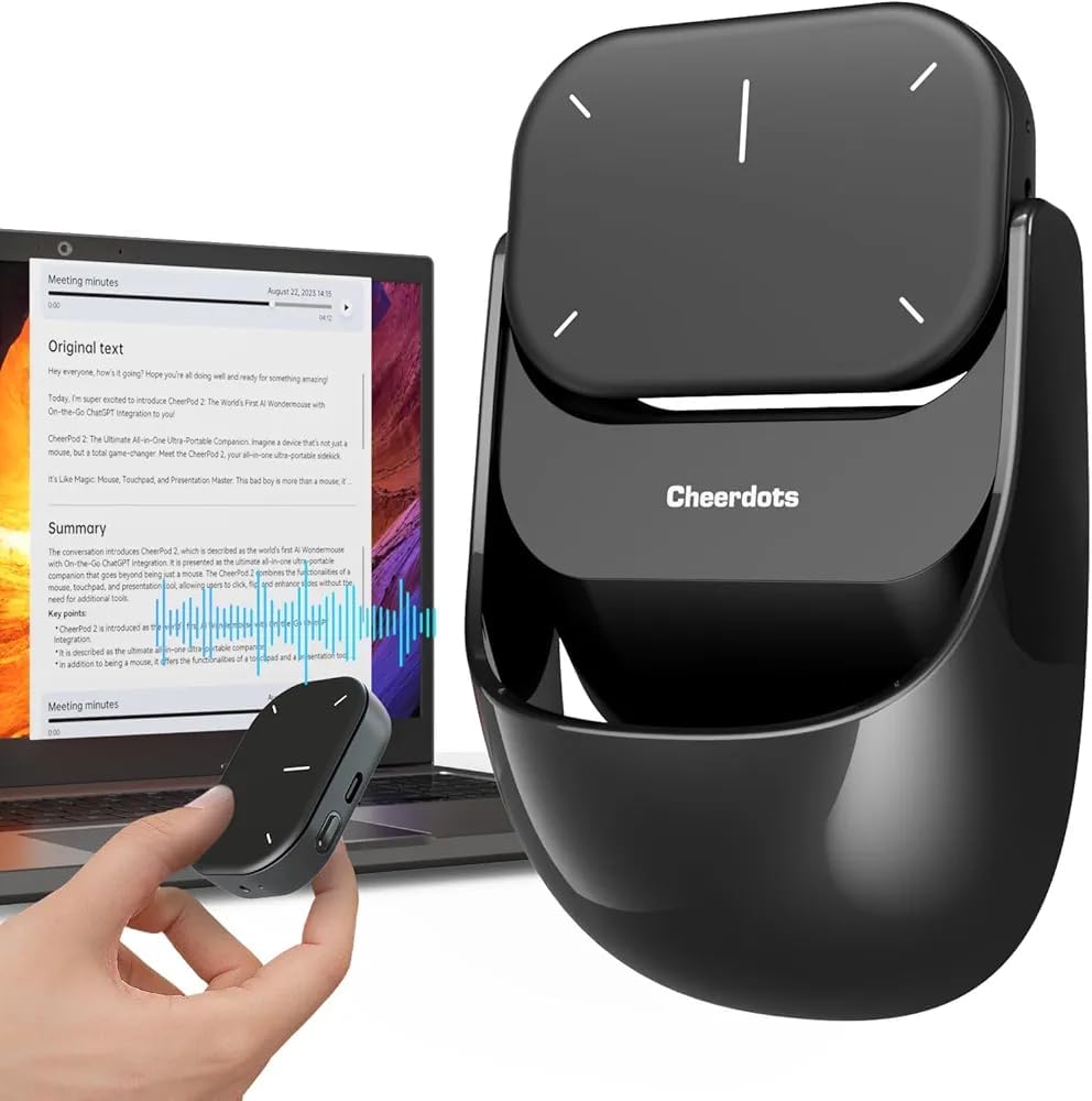 Cheerdots 2 Wireless Rechargeable Air Mouse with Voice Recorder