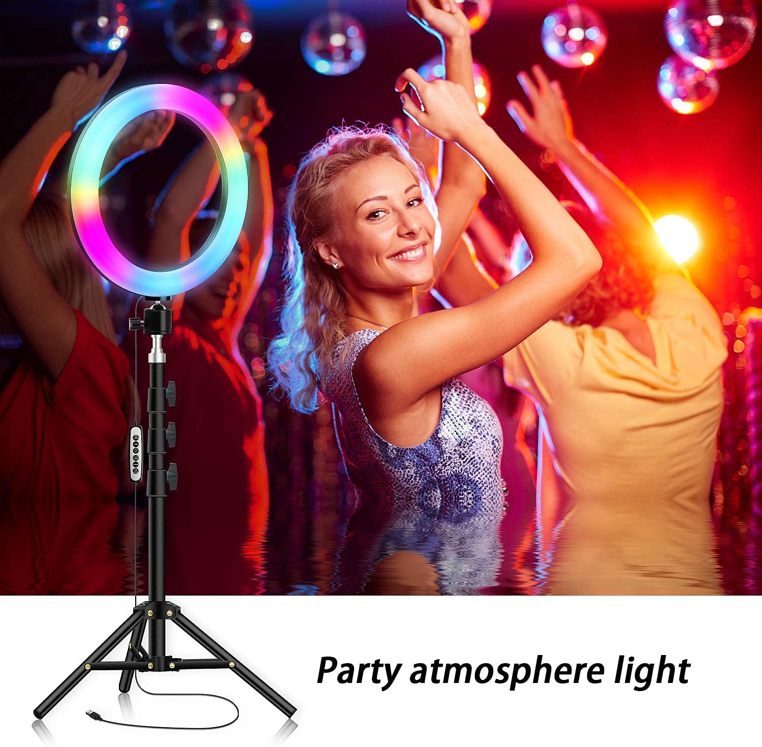 10.2" RGB Selfie Ring Light with Tripod Stand & Phone Holder