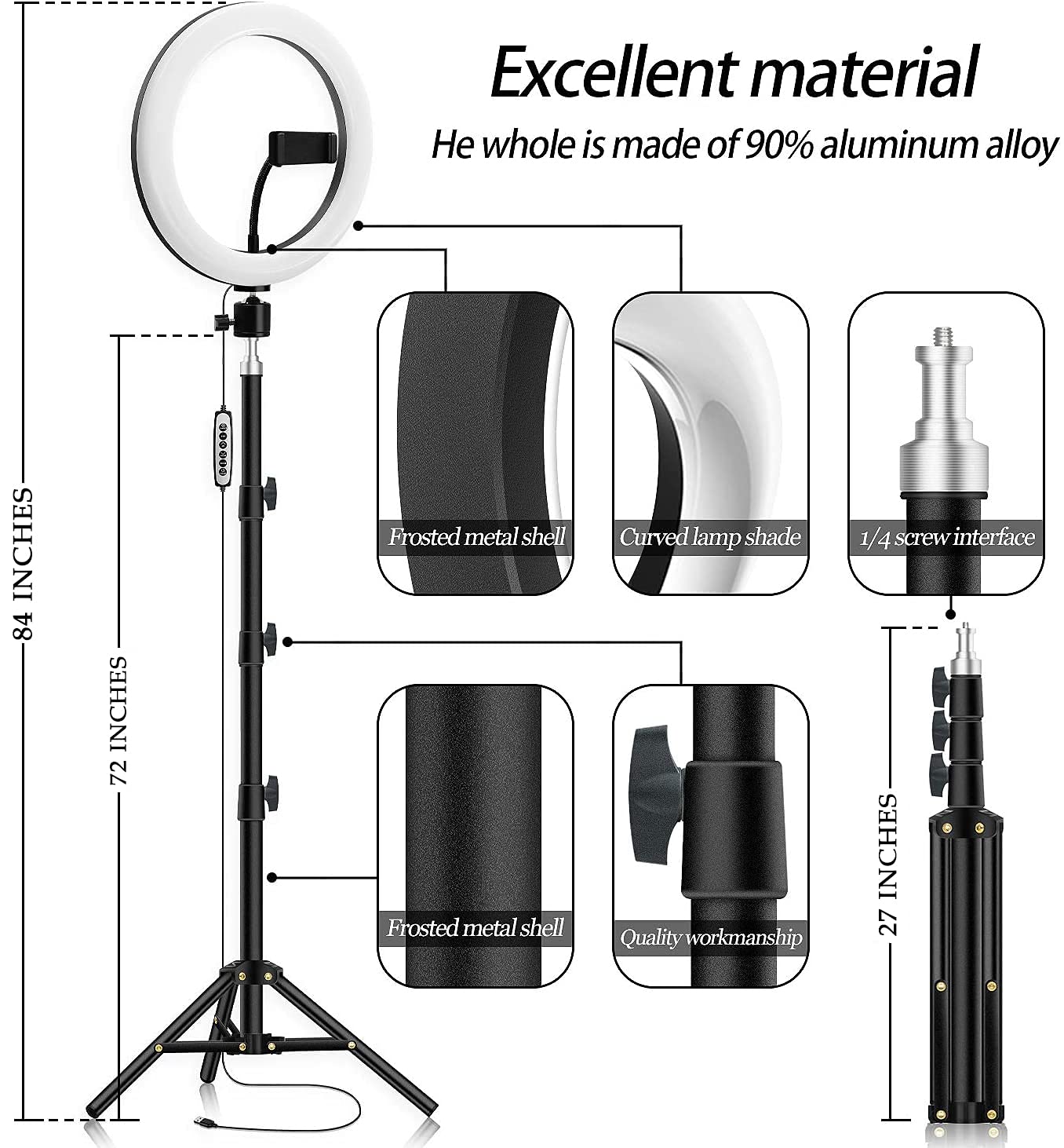 10.2" RGB Selfie Ring Light with Tripod Stand & Phone Holder