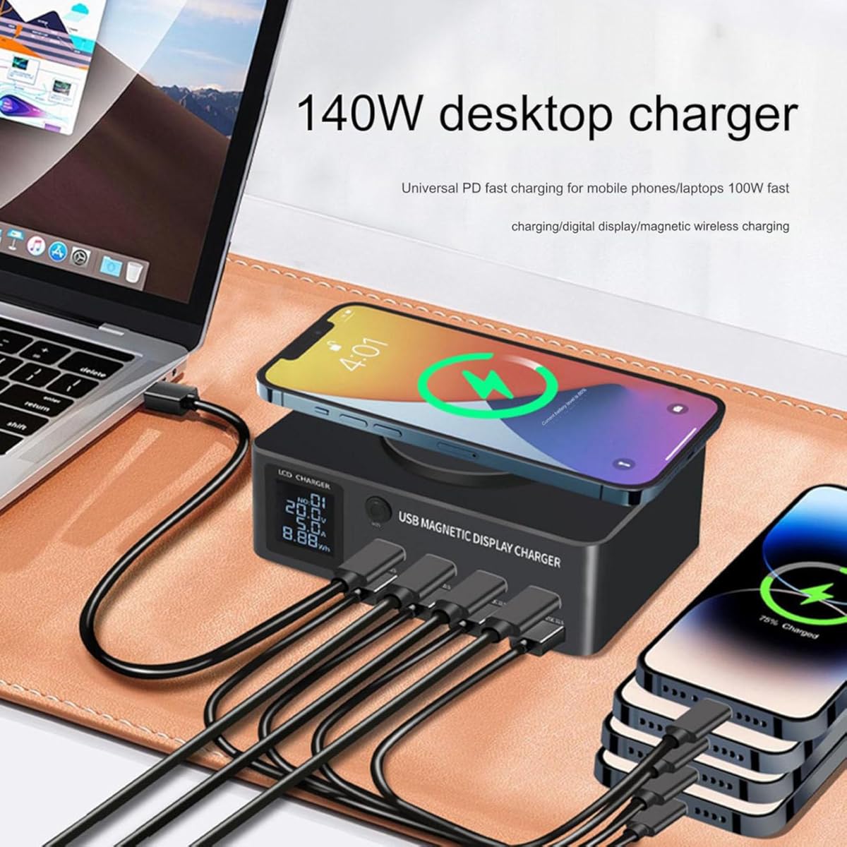 9-in-1 140W Multi USB-C Fast Charging Station with Wireless Charger