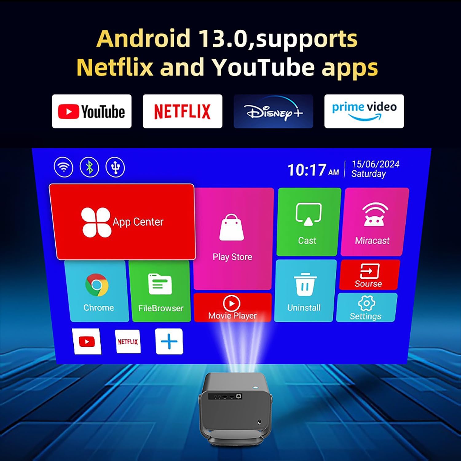 P20 Pro Smart Full HD Projector with WiFi 6 & Bluetooth