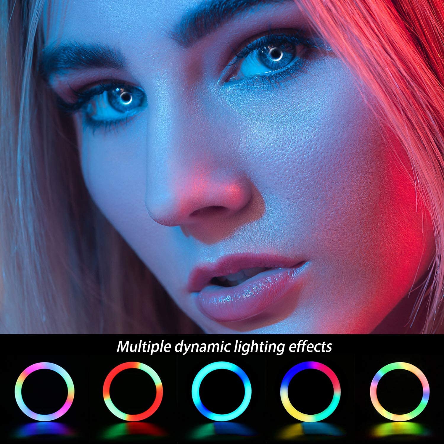 10.2" RGB Selfie Ring Light with Tripod Stand & Phone Holder