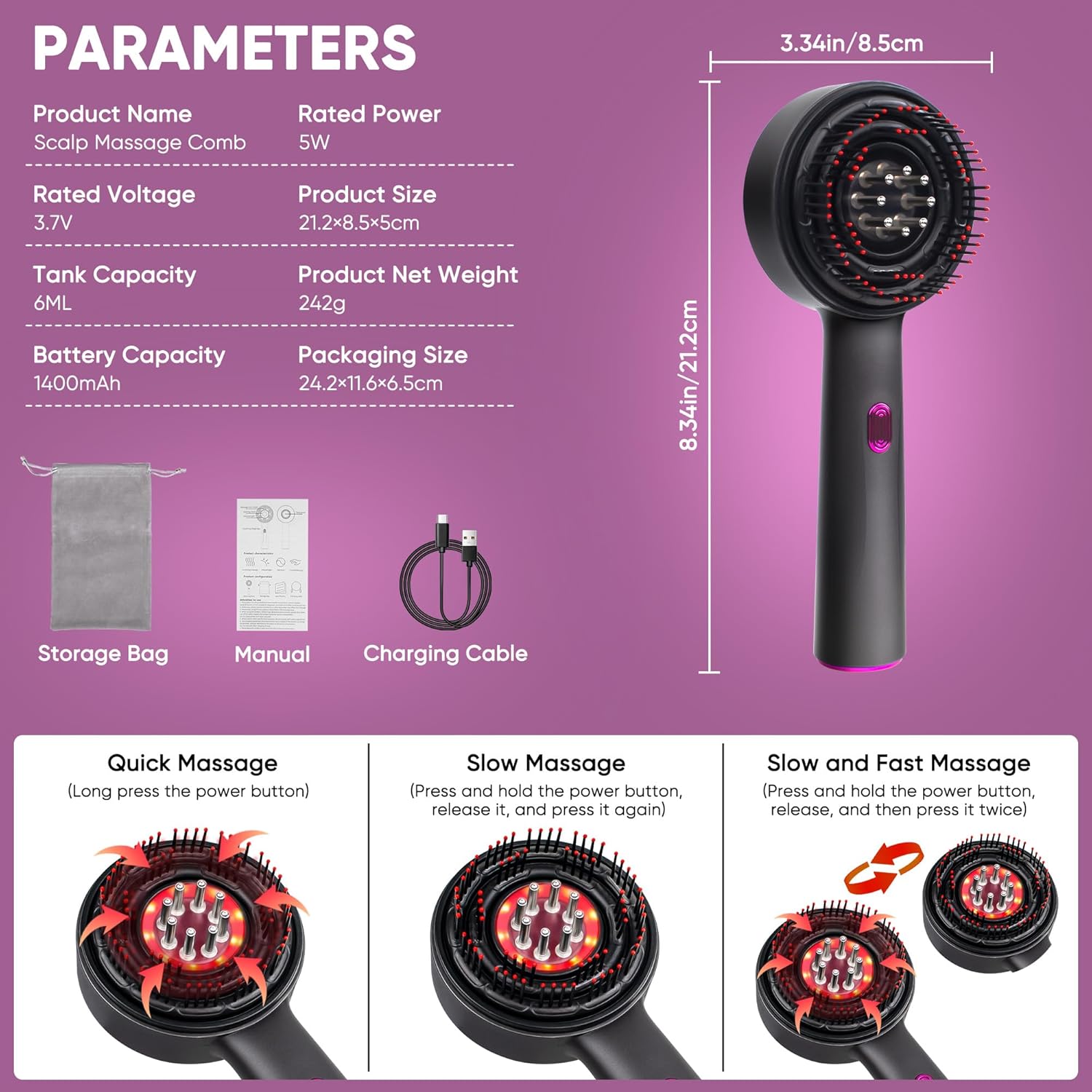 3 in 1 Electric Scalp Massager & Hair Oil Applicator
