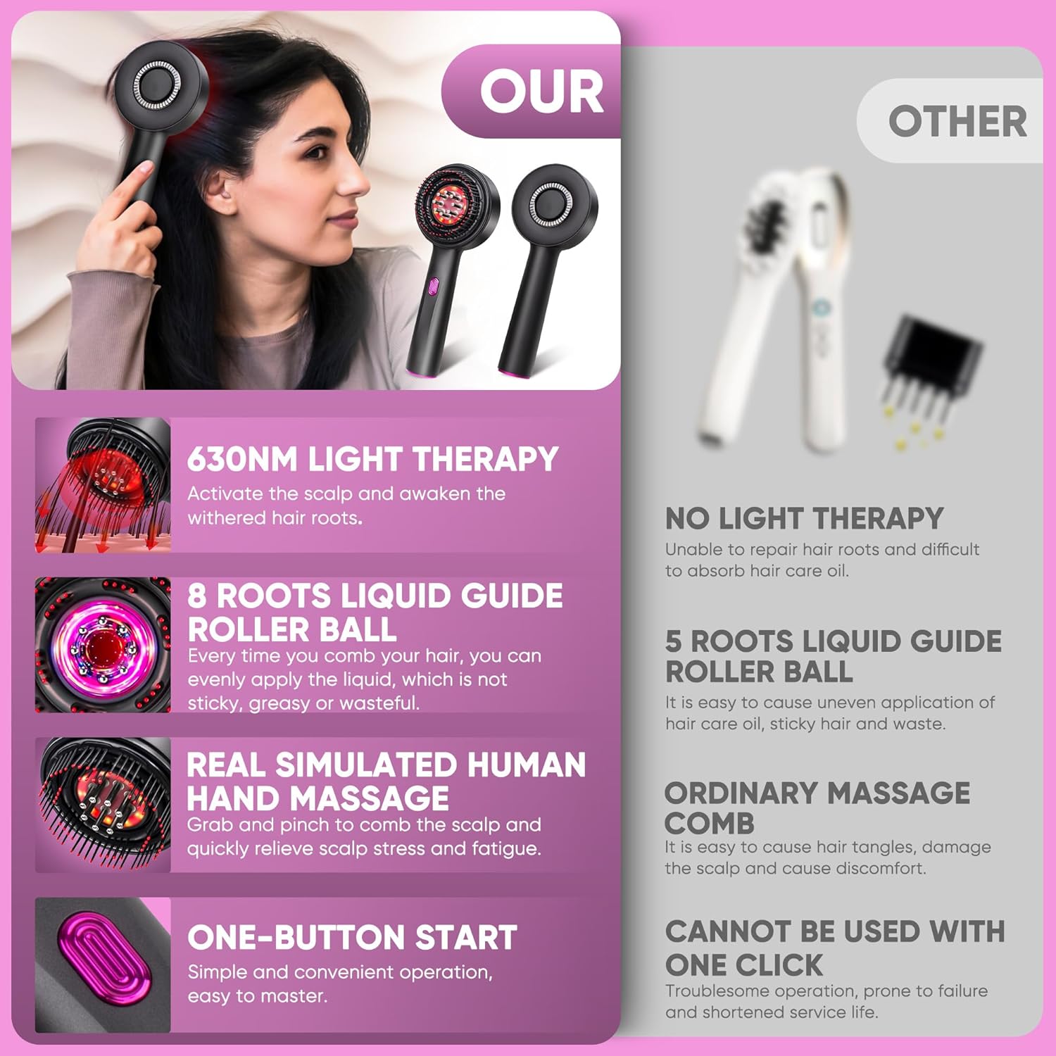 3 in 1 Electric Scalp Massager & Hair Oil Applicator