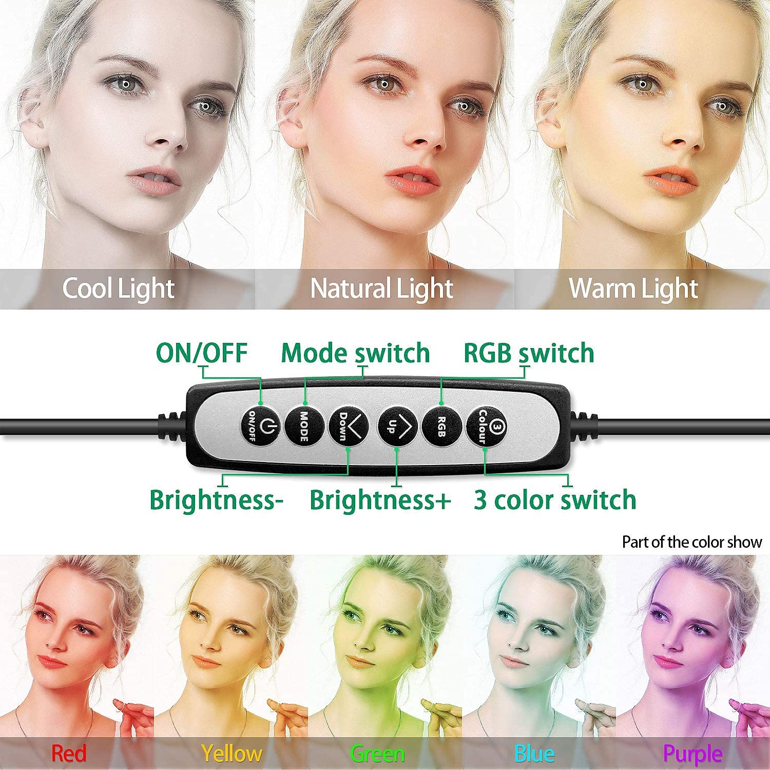10.2" RGB Selfie Ring Light with Tripod Stand & Phone Holder