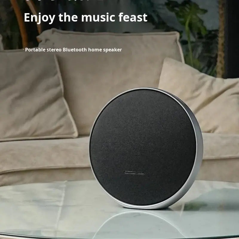 Round Bluetooth Speaker with TF AUX FM Mode Colorful LED Lights IPX4 Waterproof