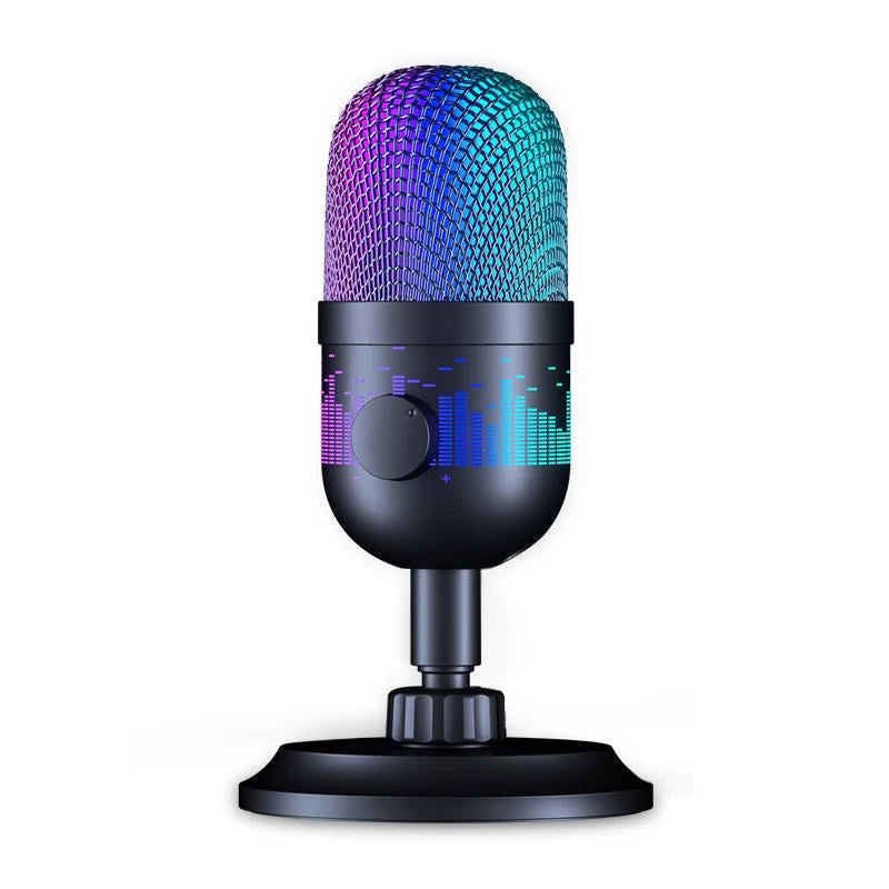 USB Desktop Condenser Microphone for PC Gaming RGB Recording Stand