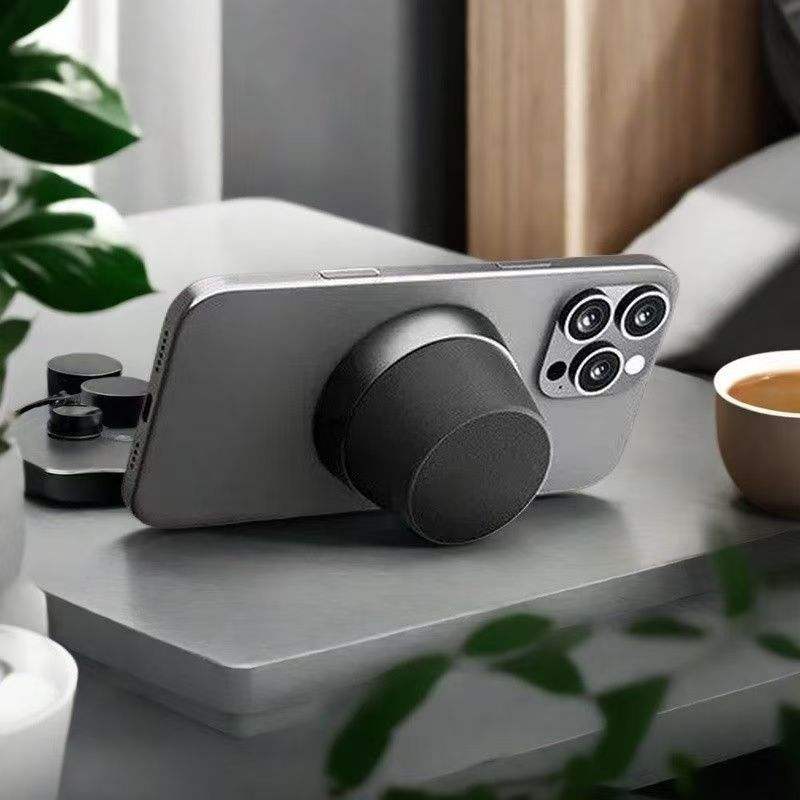 Portable Mini Metal Wireless Magnetic Phone Holder RGB LED Speaker Bluetooth 5.3 IPX6