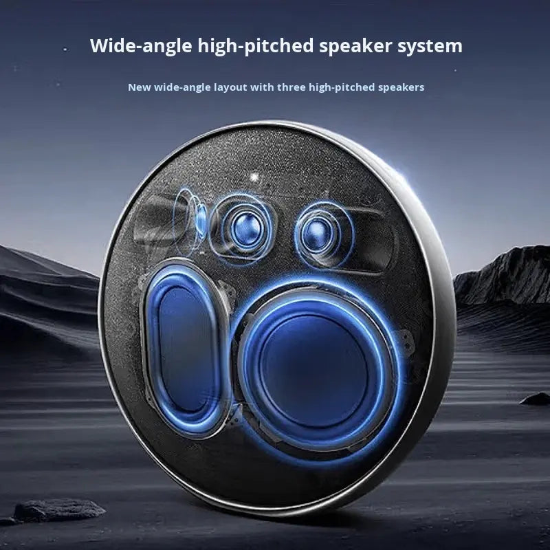 Round Bluetooth Speaker with TF AUX FM Mode Colorful LED Lights IPX4 Waterproof