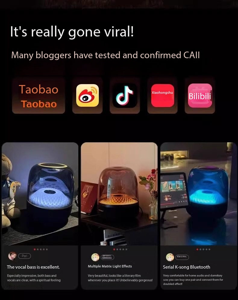 Big Diamond Smart Glass LED Wireless Bluetooth Speaker with RGB Lamp