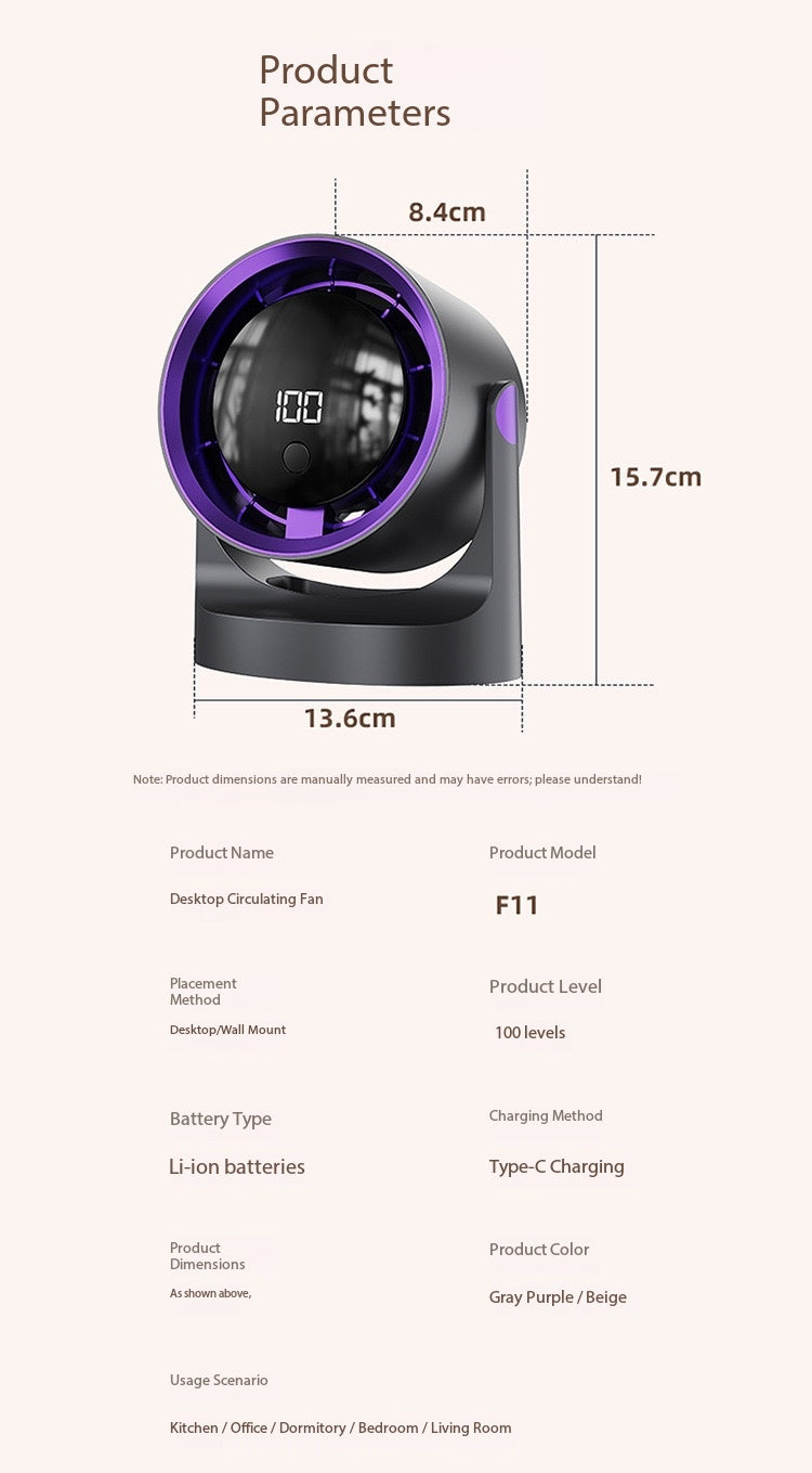 F11 Desktop Circulating Fan with LED Display