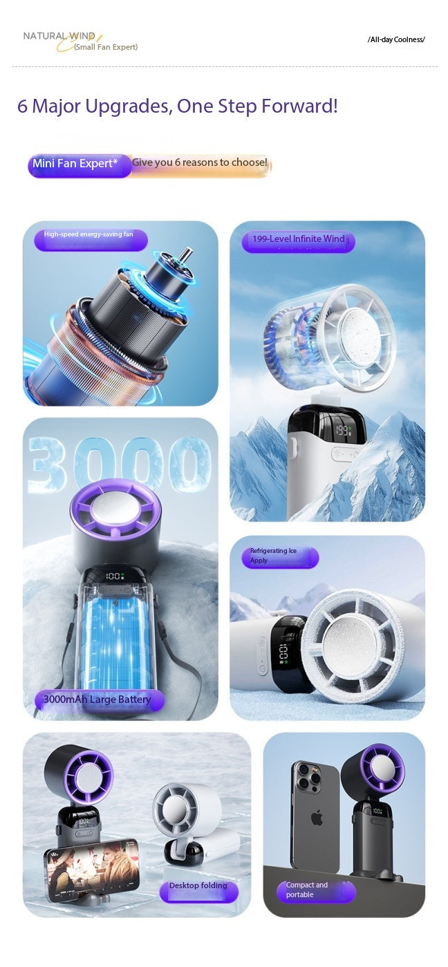 N16 High Speed Cooling Handheld Fan with Ice Cooling Plate