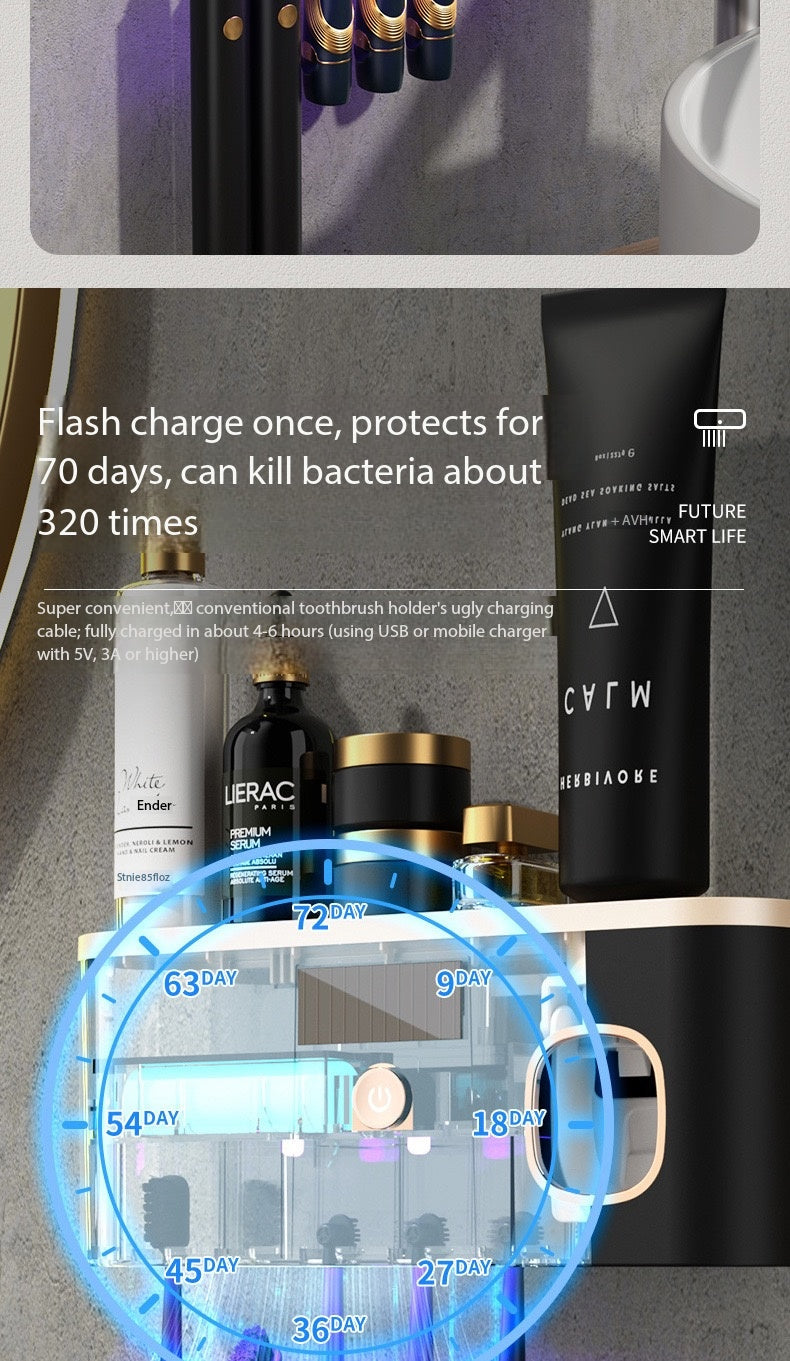 Smart UV Sterilization Toothbrush Holder – Wall Mounted