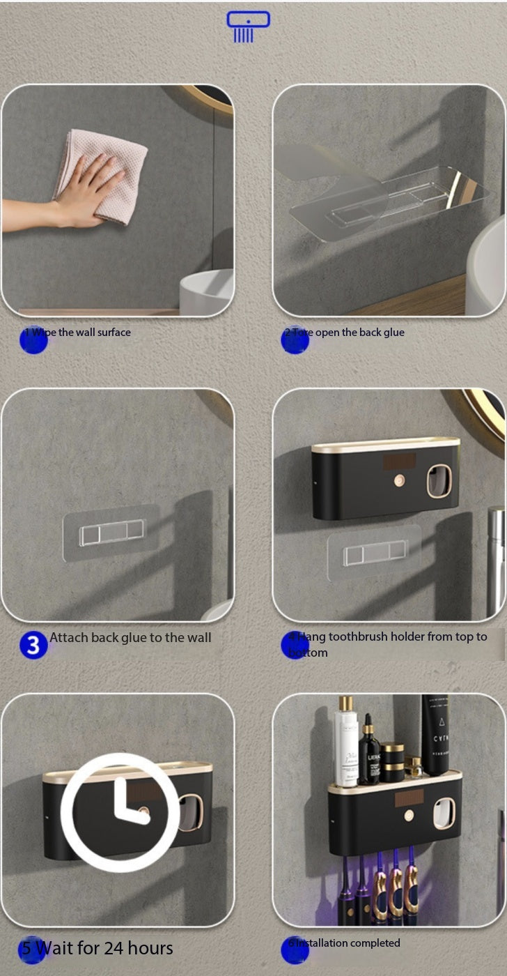 Smart UV Sterilization Toothbrush Holder – Wall Mounted