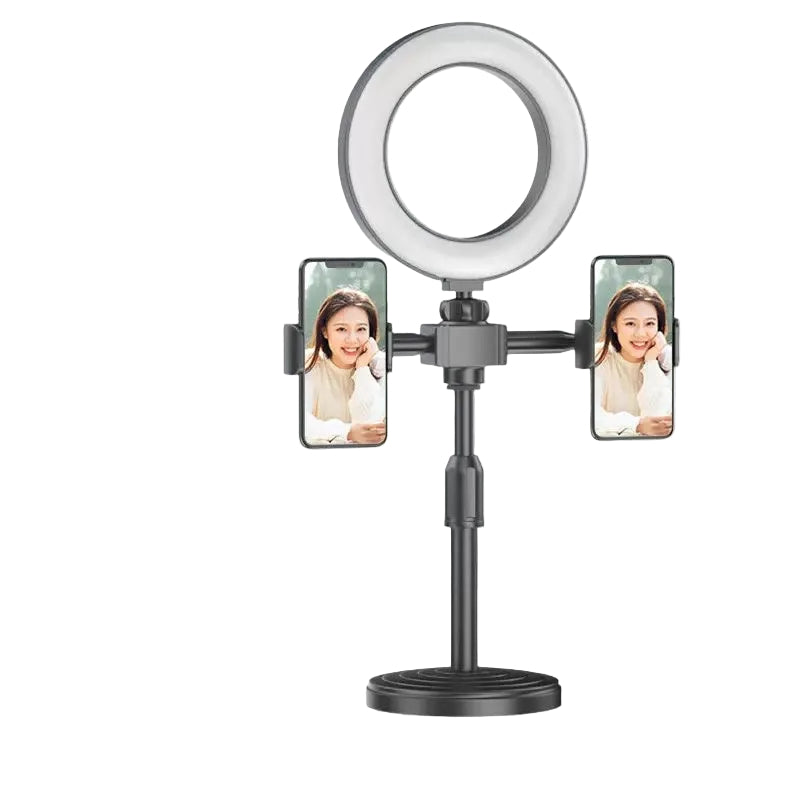 Dual / Triple Phone Live Streaming Stand with Ring Fill Light