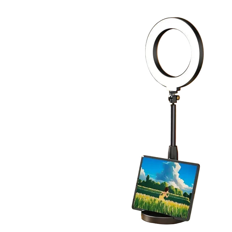 Phone Stand with Tablet Support & LED Ring Light