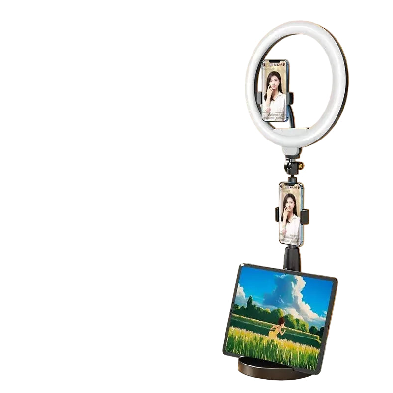 Phone Stand with Tablet Support & LED Ring Light