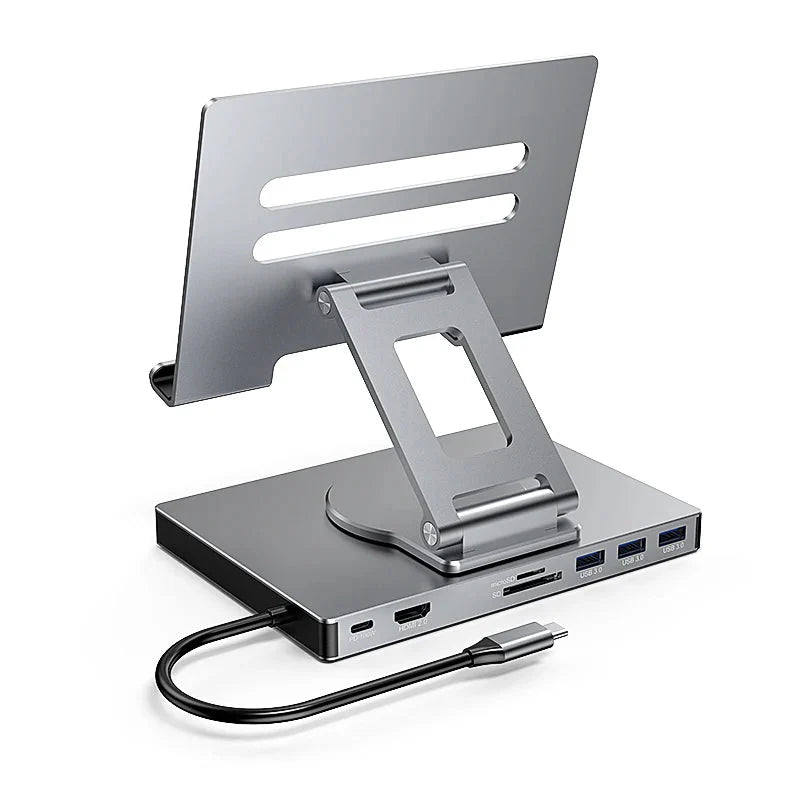 360° Rotating Stand with USB-C Hub