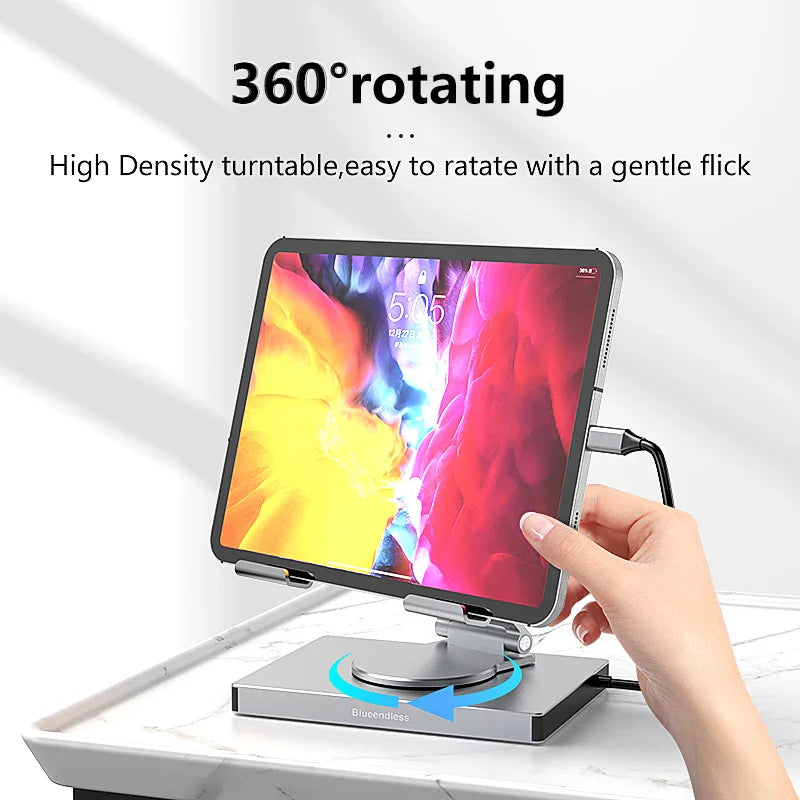 360° Rotating Stand with USB-C Hub