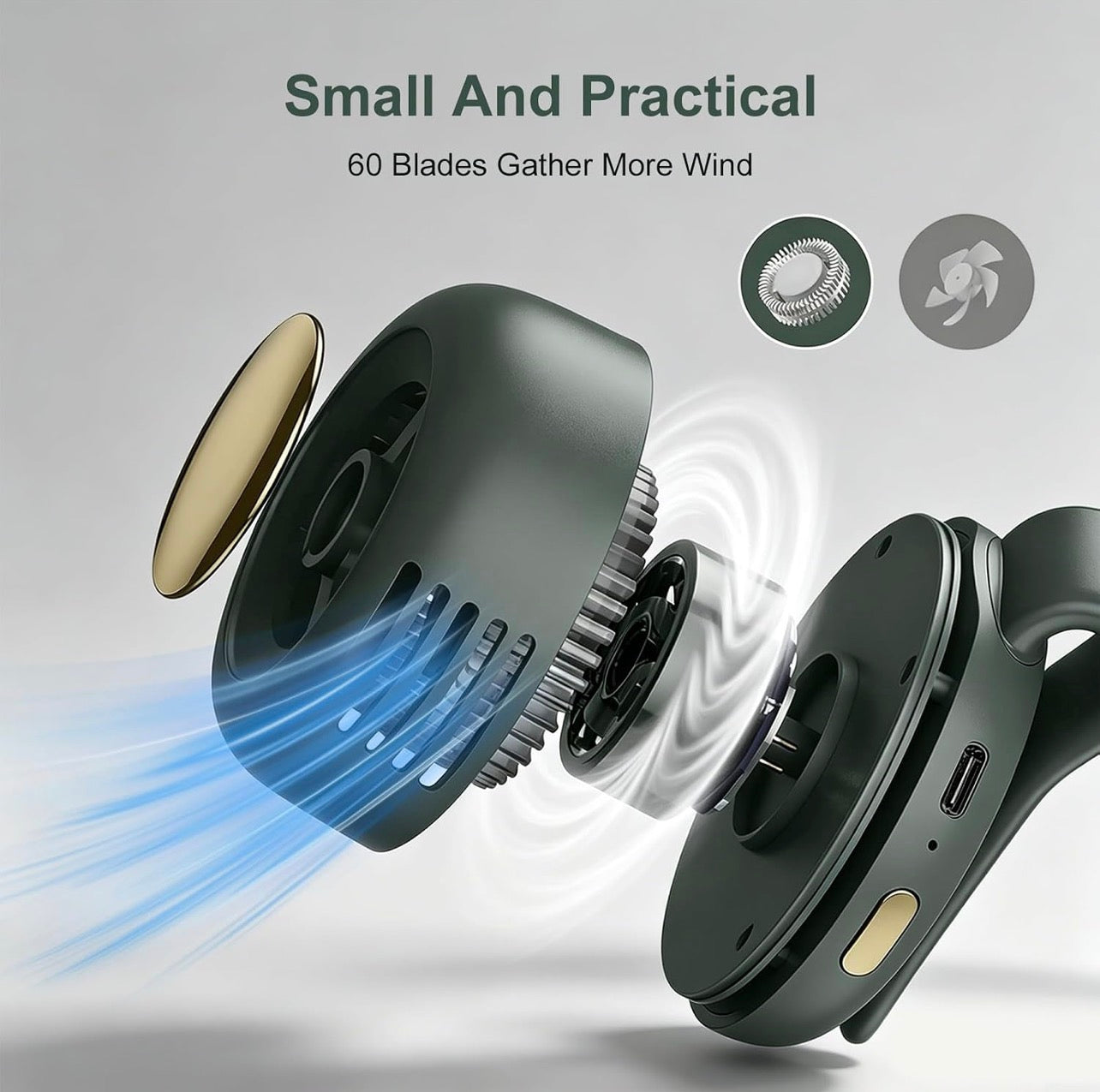 Portable Bladeless Cooling Fan with Clip – 360°