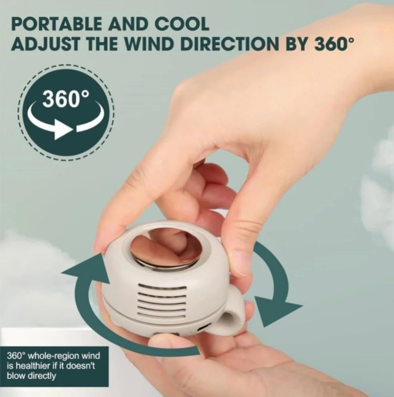 Portable Bladeless Cooling Fan with Clip – 360°