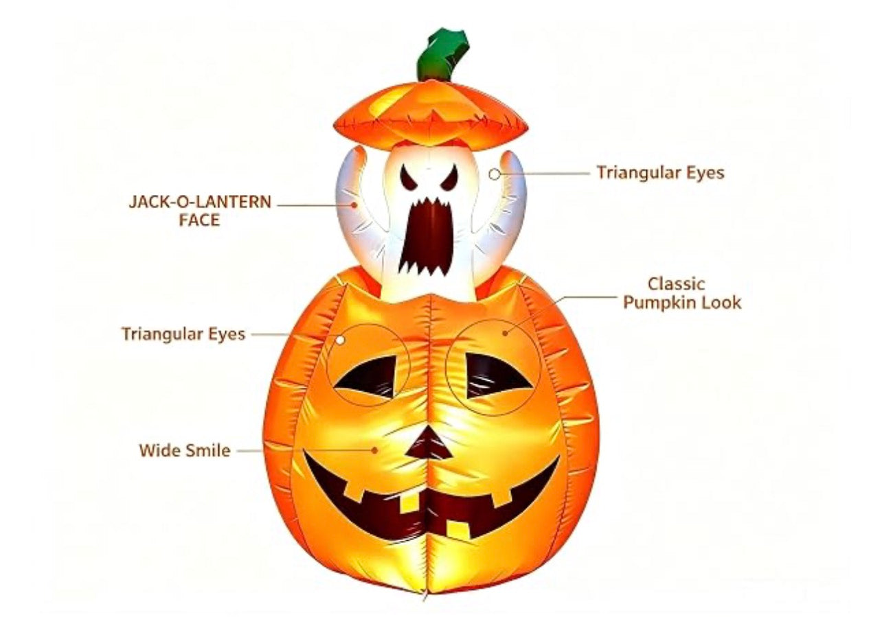 5 FT Halloween Ghost in Pumpkin Decoration with LED Light