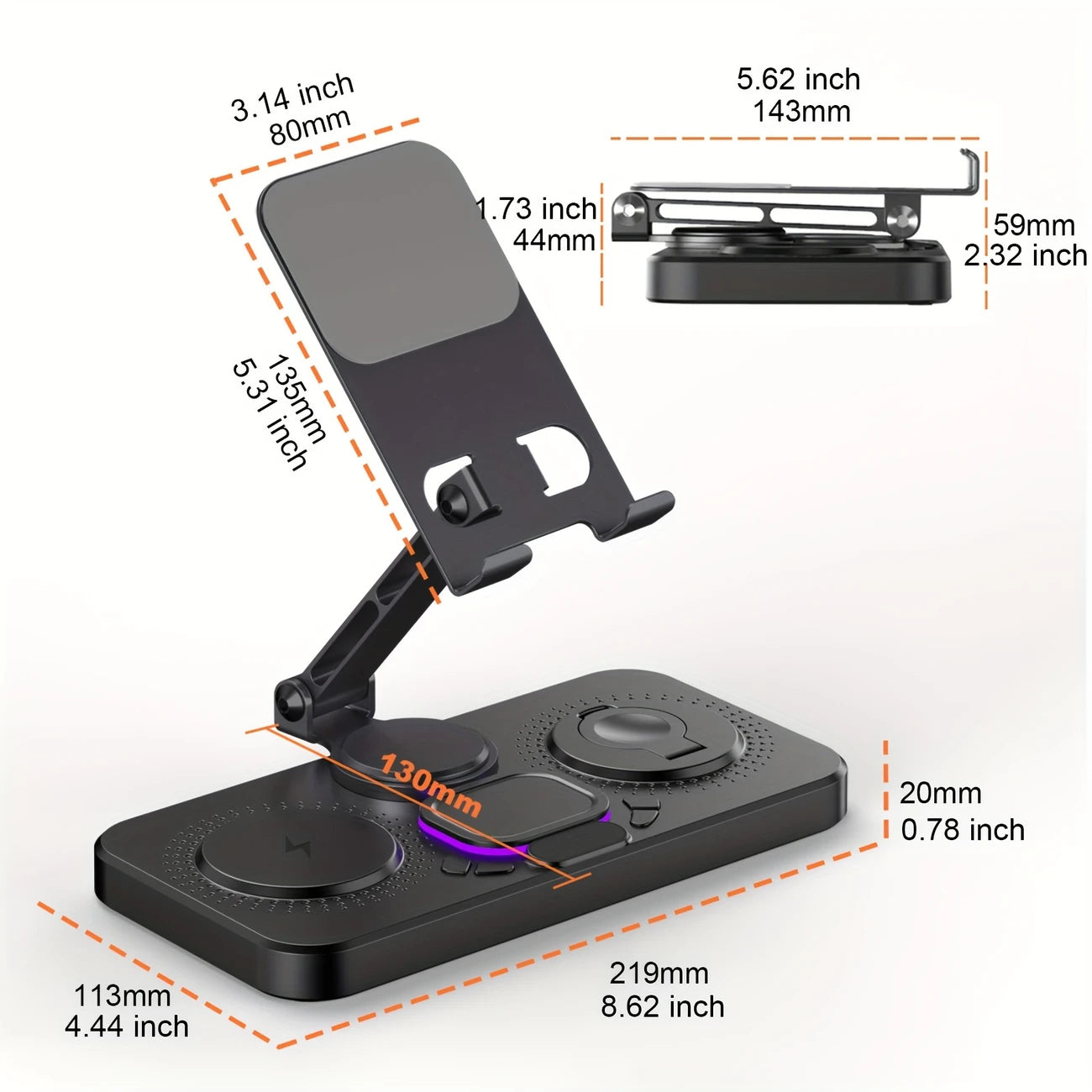 4-in-1 Wireless Charging Station with Clock & Night Light