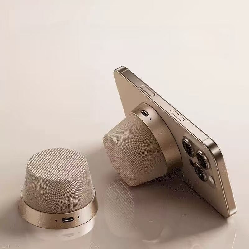 Portable Mini Metal Wireless Magnetic Phone Holder RGB LED Speaker Bluetooth 5.3 IPX6